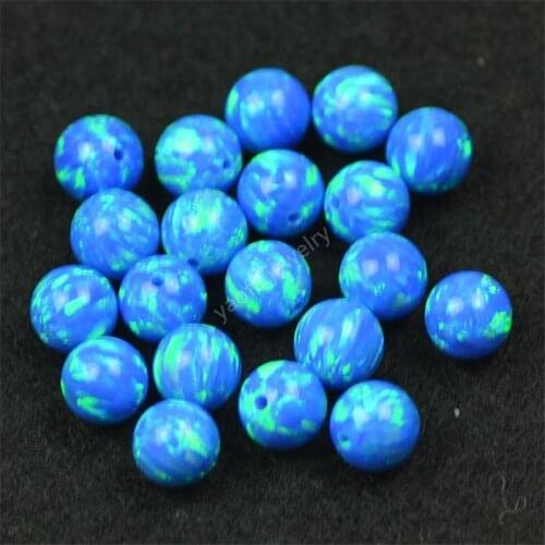 Hot sale OP05 2mm-6mm dark blue synthetic opal bead Drilled Hole round cabochon Opal ball for fashion jewelry making