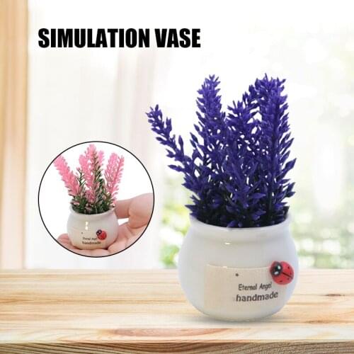 HOT 1 Pcs Artificial Mini Potted Plants Home Decoration Lavender Bonsai Potted Floral NDS