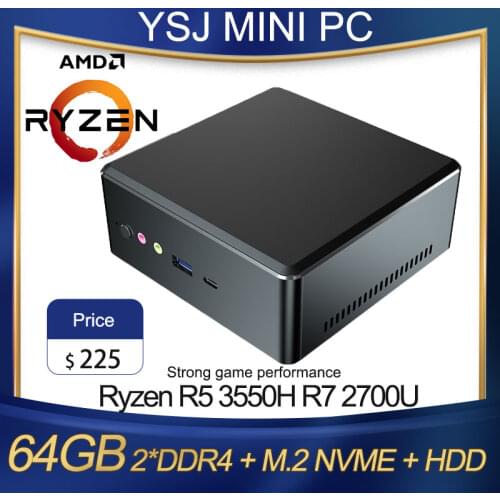 Cheapest AMD Ryzen 7 2700U Desktop Gaming Computer Vega Graphic 2*DDR4 M.2 NVMe Mini PC Window 10 3x4K Type-C HDMI2.0 DP AC WiFi