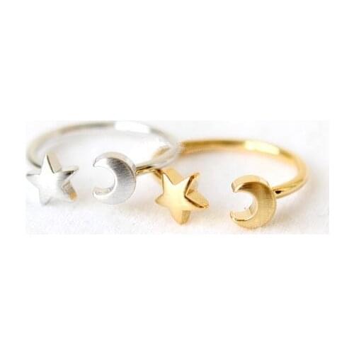 Jisensp Fashion Punk Star Moon Rings for Women Crescent Moon Open Finger Ring Jewelry Bijoux Simple Knuckle Ringen anel