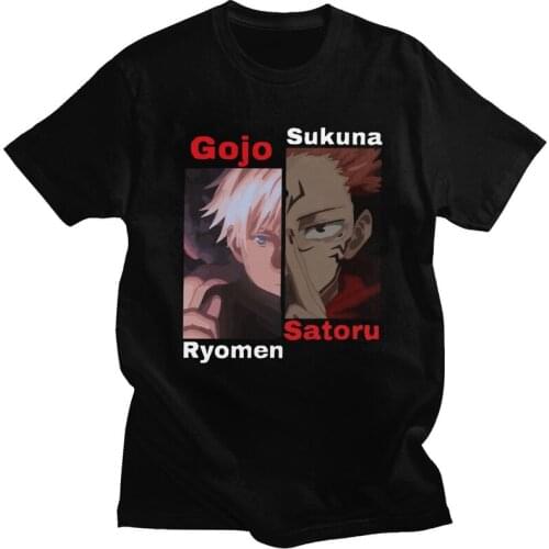 Jujutsu Kaisen T Shirt Men 100% Cotton Tshirt Stylish Tee Short Sleeve Satoru Gojou Ryomen Sukuna T-shirt Loose Fit Clothing