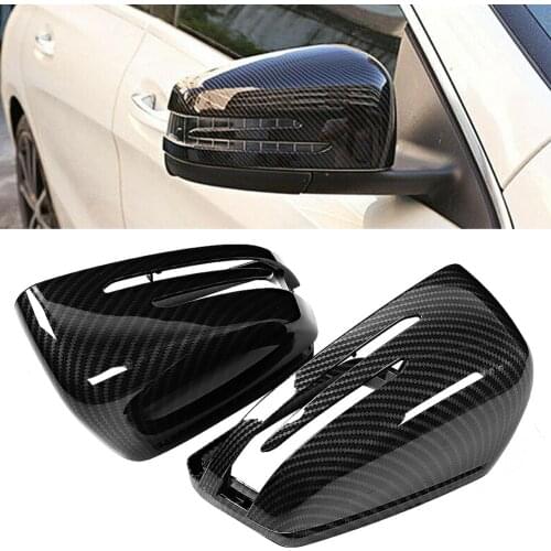 2pcs Carbon Fiber Texture Rear View Mirror Cover Cap for Mercedes-Benz W176 W246 W204 W212 W221 CLS C218 GLA X156 CLA C117