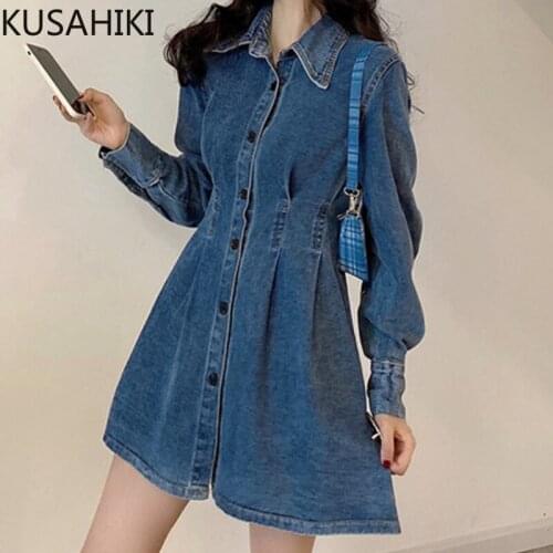 KUSAHIKI Fashion Denim Dresses