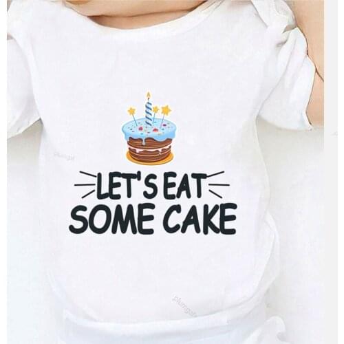 Summer Clothes for Newborn Baby Boy Lets Eat Some Cake Printing Kids' Things Toddler Bodysuits 0-24 Months Children Jumpsuits