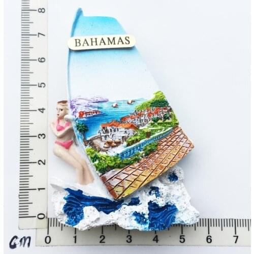 Bahamas)Fridge Magnet Creative Travel Commemorate Crafts 3D Ornaments Magnetism Resin Material Refrigerator Stickers