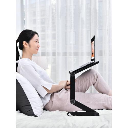 Quality Foldable Laptop Stand For Bed Sofa Folding Table For Laptop Adjustable Height Bed Table Computer Desk With Mouse Tray