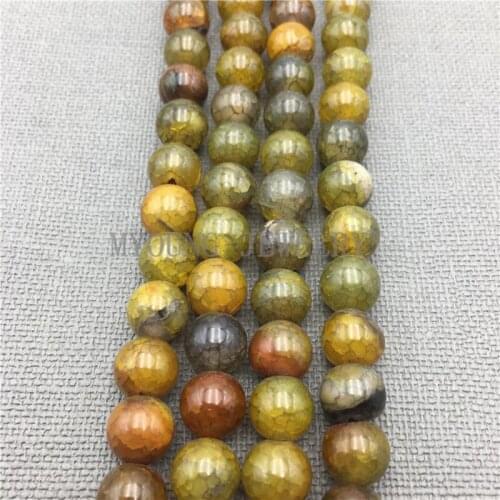 MY0198 Yellow Dragon Vein Fire Agates Beads,Round Natural Stripped Stone Beads,15.5 Inch Full Stand