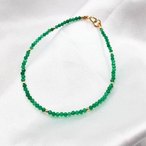 NEW Natrual Green Fluorite Color stone 925 Sterling Silver Shining Bracelet 7.5"