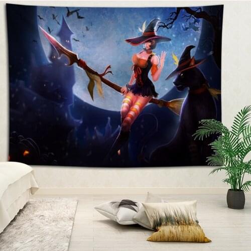 Custom Halloween Anime Girl printed Creative tapestry living room bedroom background wall fabric hanging painting small fresh