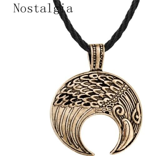Nostalgia Vikings Crow Pendant Necklace Nordic Amulet Crescent Slavic Symbol Animal personality Men Jewelry Christmas Gift Women