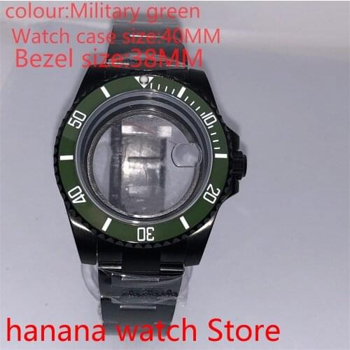 Suitable for NH35 36 Mingzhu2813 Miyata automatic winding 40mm sealed back black box series, rotating ceramic dark green Bezel