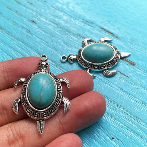 6pcs 41x27mm Tortoise Turtle Charms Retro Pendant Fit For Handmade Necklace Earring Jewelry Making Accessories Crafts Wholesale