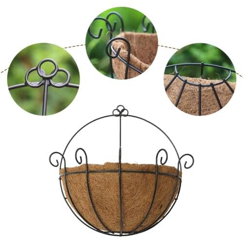 Hanging Plant Stand Flower Baskets Chain 2 Packs Round Lining 2pcs Wrought Shell Indoor And Outdoor Movable Iron Planter Holder