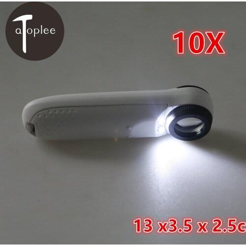 10X LED Light Handheld Magnifier Magnifying Glass Map Reading Magnifier Jewelry Loupe 13 x3.5 x 2.5cm