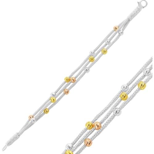 Silver 925 Sterling Dorica Bulk Kazaziye Hand Knitting Bracelet