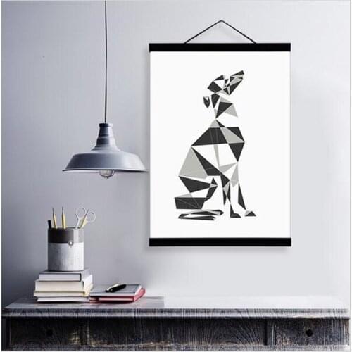 Nordic Animal Canvas Painting Dog Abstract Poster Print Wall Art Print Poster Black White Living Room Office Home Decoration