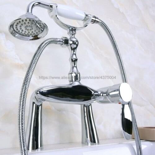 Bathroom Shower Faucet Bath Faucet With Hand Held Shower Head Set Single Handle Deck Mounted Bathroom Faucet Nna109
