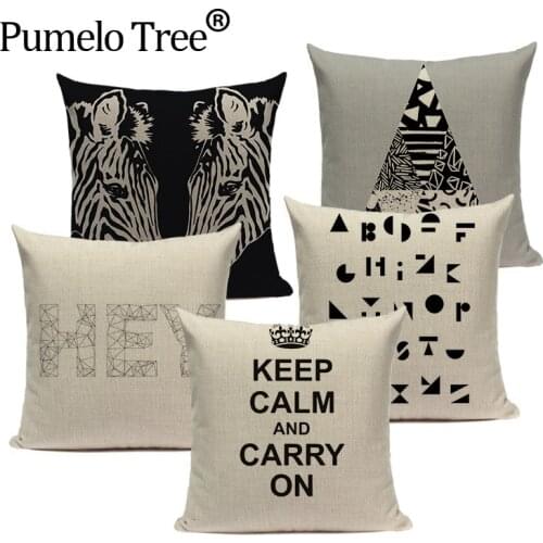 Stylish Pillow Case Nordic Style Cotton Crown Zebra Stripes Almofadas Fundas 45Cmx45Cm Square Home Linen Cotton Cushion Case