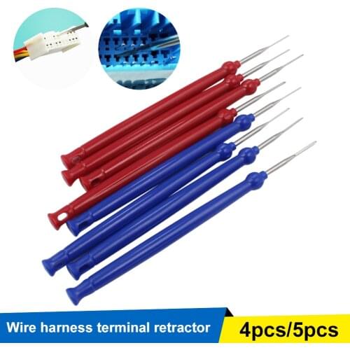 Top 4PCS/5Pcs Terminal Removal Tool Pin Terminal Cable Wire Dismount Tool Kit Car Electrical Wiring Crimp Connector Release Kit