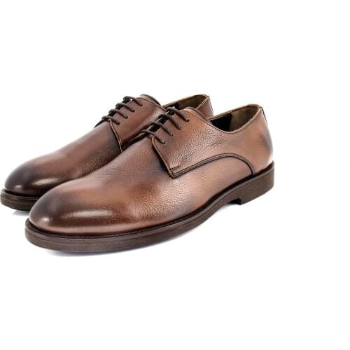 SHENBINs Handmade Derby Shoes with Extra Light Soles, Brown Floater Leather, Shenbins Extra Comfortable Mens Footwear