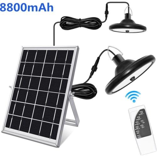 Patio Decoration Retro Double Head Solar Pendant Light Outdoor Indoor Solar Lamp Lighting for Camping Home Garden Yard Garage
