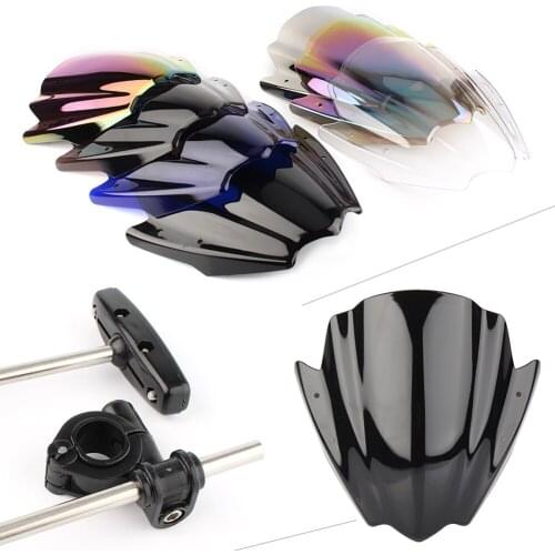 ​Universal Motorcycle Front Windshield Windscreen Wind Shield Screen For 7/8" or 1" Handlebar Mount ABS Plastic
