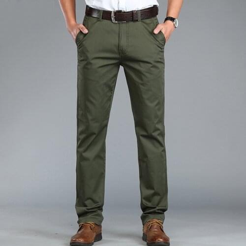 2019 Spring Pants Men Casual Pants Cotton Mid-waist Straight Trousers Men Solid Color Plus Size 29-44 Men Pant Pantalon Hombre
