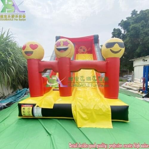 Air Balloon Party Jumper Tiny Smiley Faces Inflatable Dry Slide Garden Soft Play Bounce Game