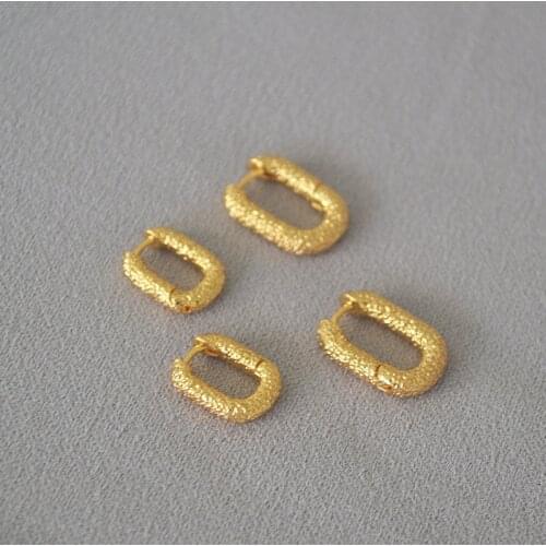 Japanese and Korean fashion temperament simple modern trendy brass tin foil texture surface U-shaped ear buckle earrings female