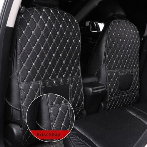 YCCPAUTO 1Pcs Multi-Function Leather Car Seat Back Protector Mats Organizer Storage Bag Auto Anti-Child-Kick Pads Small/Big