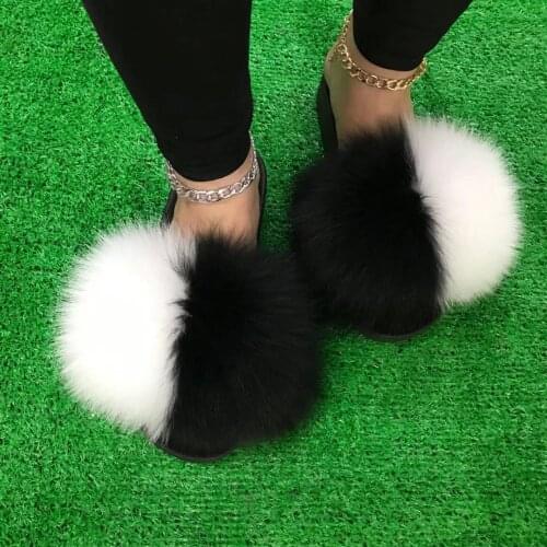 Women fur slides