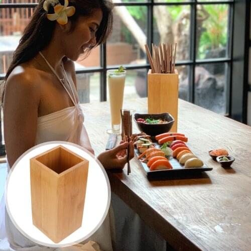 1pc Bamboo Chopstick Holder Bamboo Utensil Container for Home (Assorted Color)