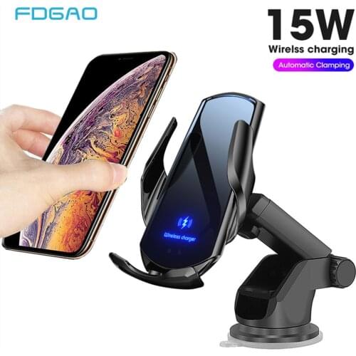 15W Fast Charging Qi Wireless Charger Car Mount Automatic Air Vent Phone Holder for iPhone 12 11 Pro Max XS XR X 8 Samsung S20