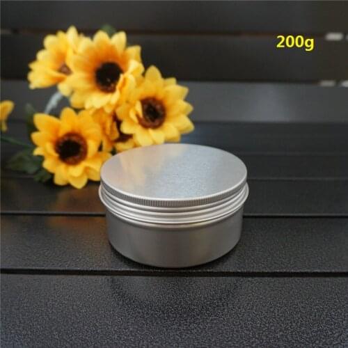 200g 82*43mm Silver Empty Round Aluminum Box Metal Tin Cans 200ml Cosmetic Cream DIY Refillable Jar Tea Aluminum Pot