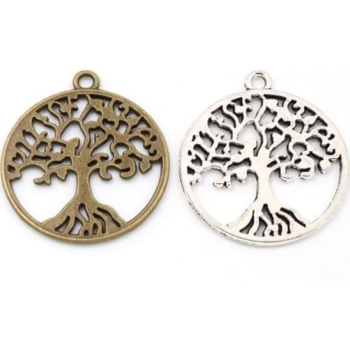 29x26mm 10pcs Antique Bronze and Antique Silver Plated Tree Style Handmade Charms Pendant:DIY for bracelet necklace