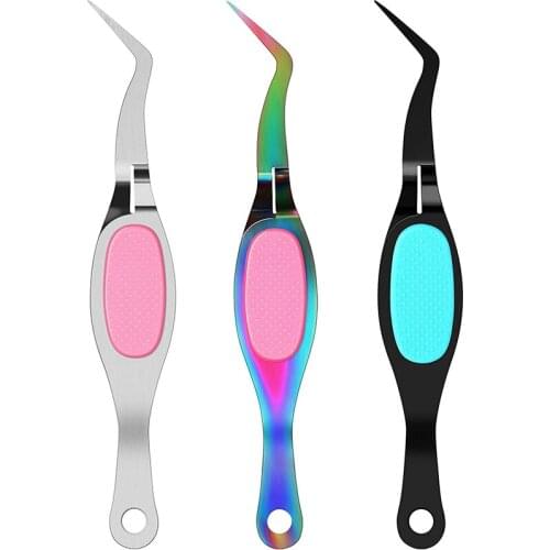 3 Pieces of Stainless Steel Soft-Grip Tweezers Curved Fine-Tipped Tweezers Suitable for DIY Craft Laboratory Supplies