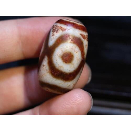 3A+ Magic Power Tibetan old Red Agate 3 Eye Tiger ToothBig Drum dZi Bead Amulet Pendant Talisman Timestown UPD22A