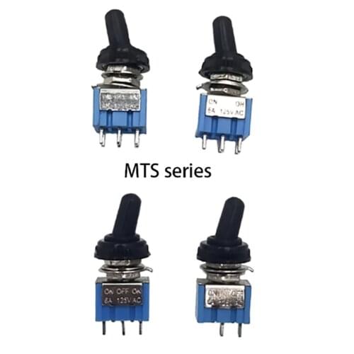 5/10 Kit MTS-102-103-202-203 Toggle Switch 6A 125V 3A/250V on on SPDT 6mm Mini Switch DPDT on off on Waterproof Cap copper feet