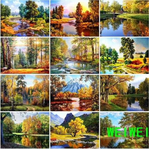 5D DIY Diamond Embroidery Rhinestone Diamond Painting landscape Tree Full Square Landscape Autumn Wall Art Decoration