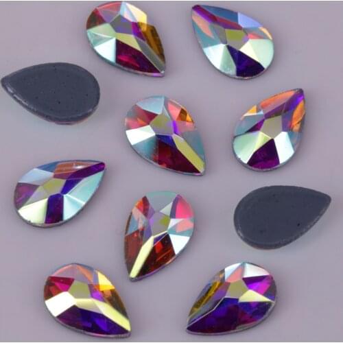 Free Shipping! Lead Free 5x8mm Crystal AB Pear Iron On Crystal Stones / Flat Back Hotfix Rhinestones