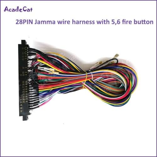 Free shipping universal standard 28pin(56P) Jamma Wire Harness for jamma Arcade Games Machine Accessories 5,6 fire button option