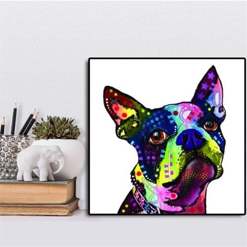 Boston Terrier By Dean Russo Canvas Painting Print Living Room Home Decor Modern Wall Art Oil Painting Poster Salon Pictures HD