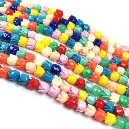 Synthetic Coral engraving Flower beading Punch loose beads isolation bead for Jewelry making DIY necklace bracelet accessories