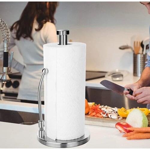 Tissue Paper Towel Holder Stainless Steel Standing Paper Towel Organizer Roll Dispenser for Kitchen Countertop Home Dining Table