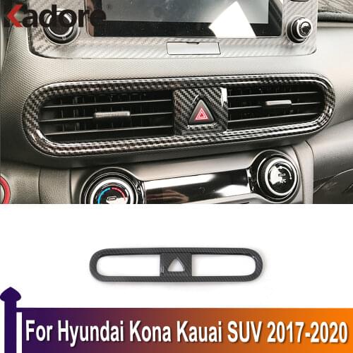 For Hyundai Kona Kauai SUV 2017-2019 2020 Car Styling Front Vent Air Panel Outlet Dashboard Stickers Covers Decoration Trim
