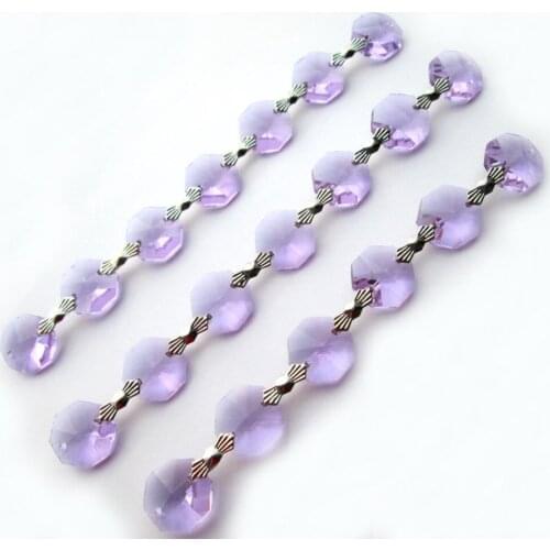 Garland Spectra 3 Feet Purple Prisms Glass Crystal Octagon Beads 14mm Wedding Chandelier Parts Suncatcher Rainbows M02050-8