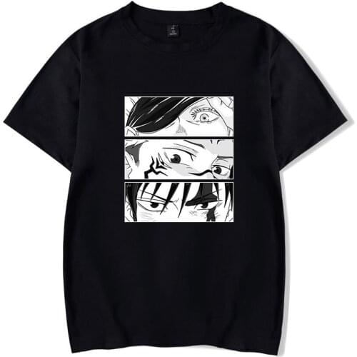Quality Anime Jujutsu Kaisen Shirts Fushiguro Itadori Gojo Eyes Deisgn Short Sleeve T Shirt Tops Tees Shirts Dropship Clothing
