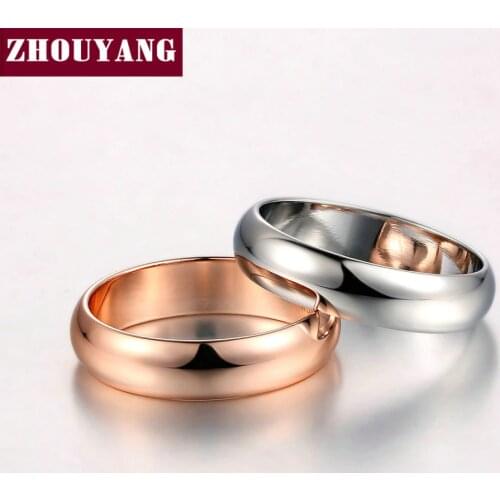 Simple Style Rose Gold Color Jewelry Wedding Couple Ring Full Sizes Top Quality R050 R049