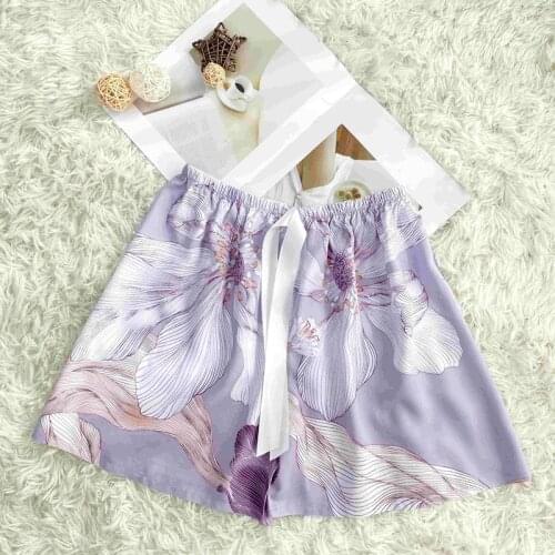 Summer New Bourette Shorts Pajamas Ladies Sleep Bottoms Print Pyjama Trousers Lounge Sleepwear Pant Casual Home Pants One Size