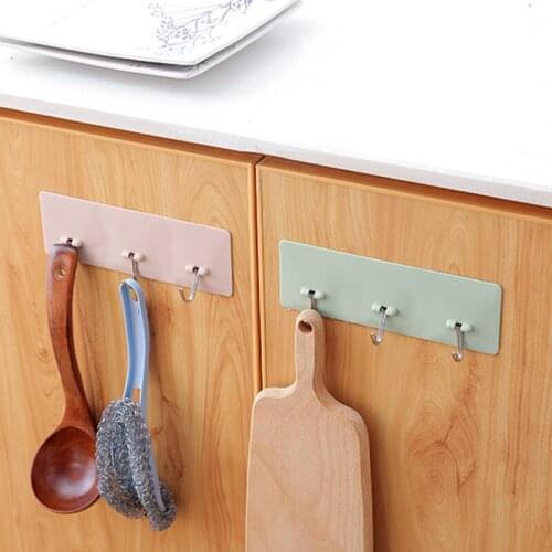 Hot 3 Hooks Shelf Hanger Bathroom Kitchen Organizer Hanger Adhesive Hooks Stick On Wall shelf Hanging Door Clothes Towel Holder